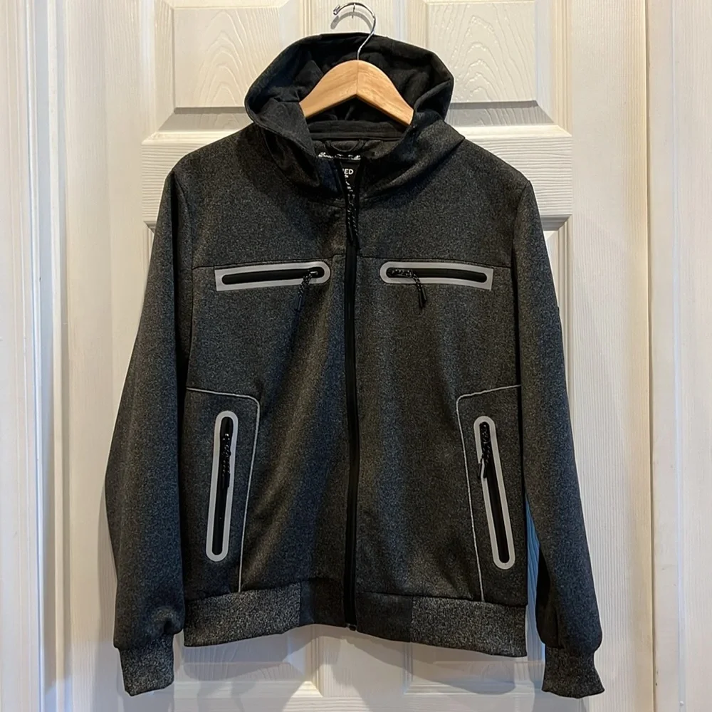 FRIED Denim Dark Heathered Gray Hoodie Sweatshirt Jacket